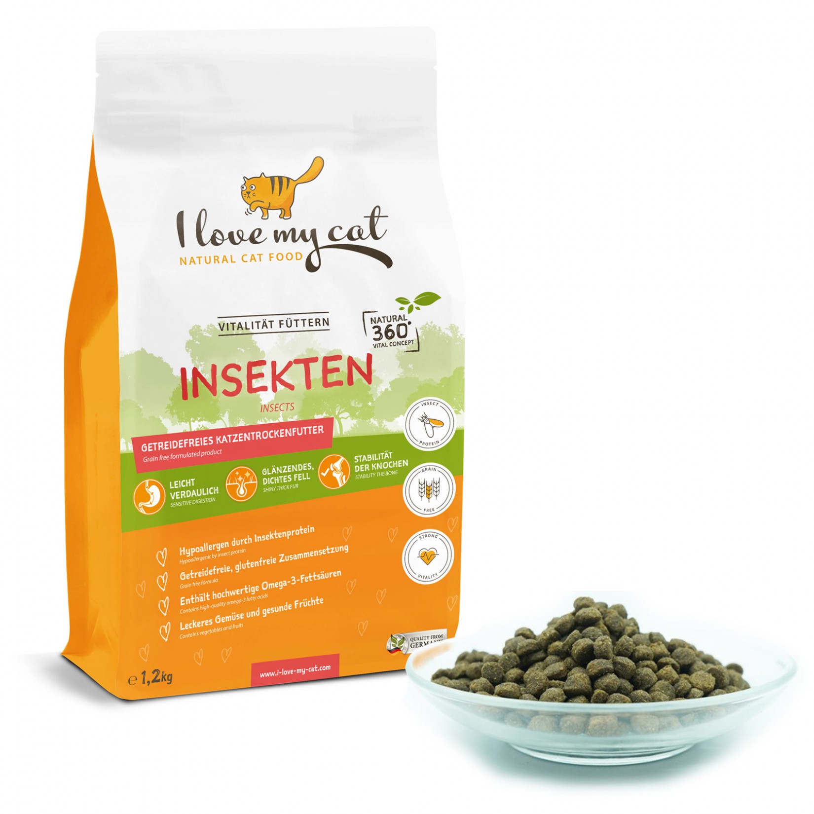 Dry Cat Food with Insect Protein - 1.2 kg